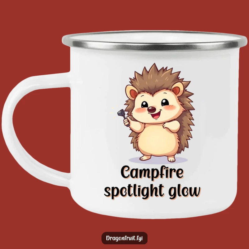 Funny Hedgehog Spotlight Camping Mug - Durable and Dramatic for Outdoor Adventures