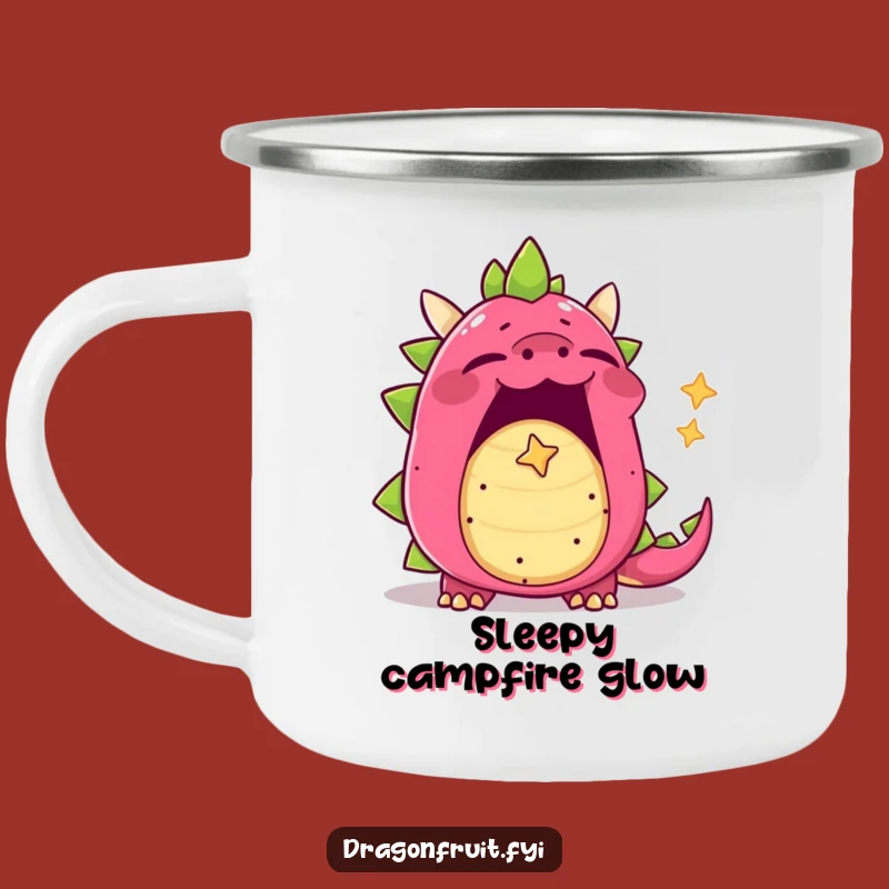 Funny Yawning Dragonfruit Camping Mug - Sleepy Campfire Companion Gift!
