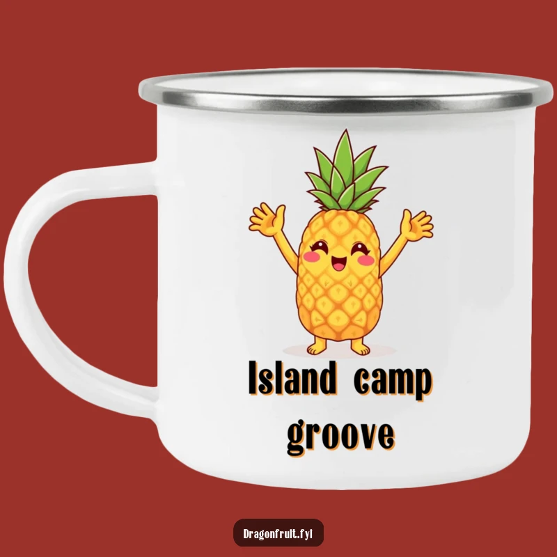 Funny Pineapple Dance Camping Mug: Cheerful Character's Outdoor Party Gift