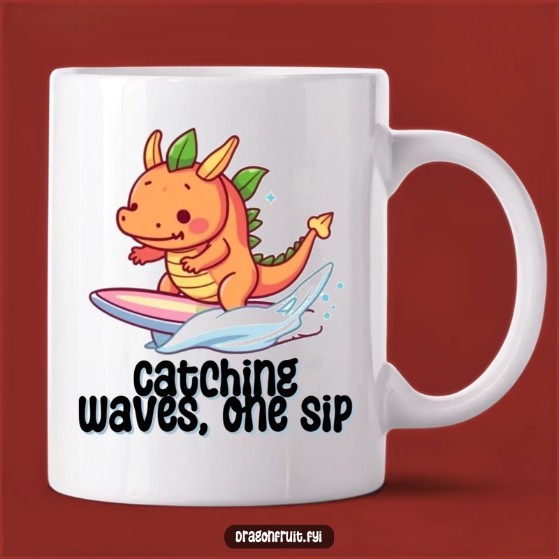Funny Determined Dragonfruit Surfboarding Mug - Hilarious Tropical Fruit Gift Idea