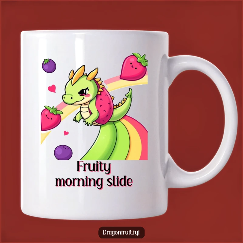Funny Dragonfruit Rainbow Mug - Mischievous Fruit Slide Gift