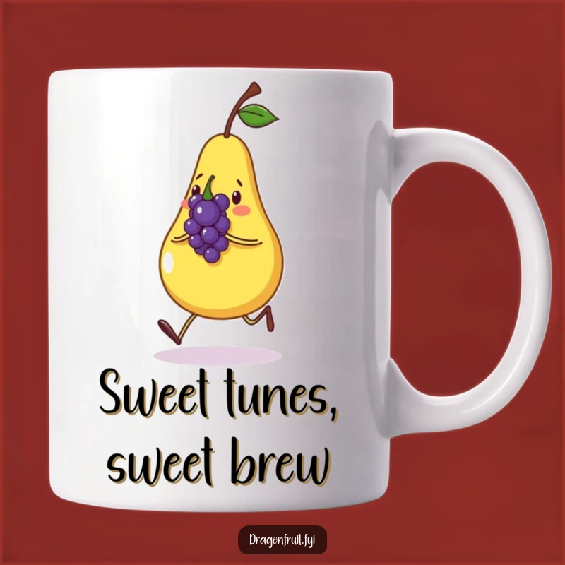 Funny Pear & Grape Mug: Cheerful Characters Hilarious Fruit Humor Gift