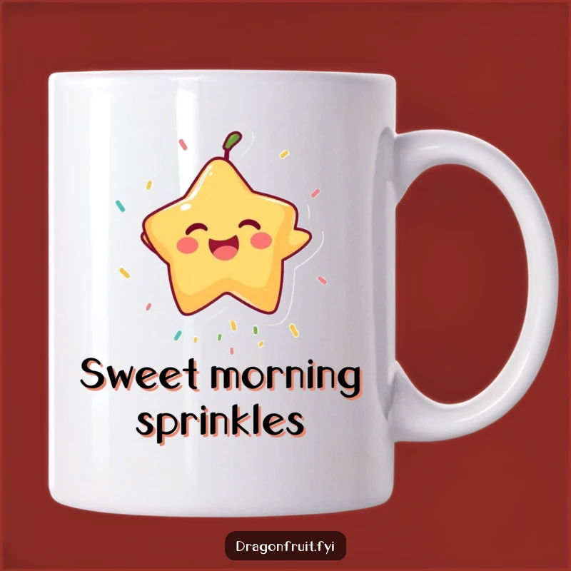 Funny Starfruit Sprinkle Mug: A Hilarious Fruit Character Gift for a Joyful Morning