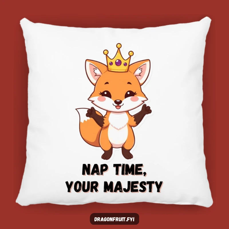 Funny Fox King Pillow - Soft and Comical Crowned Fox for Cozy, Humorous Decor