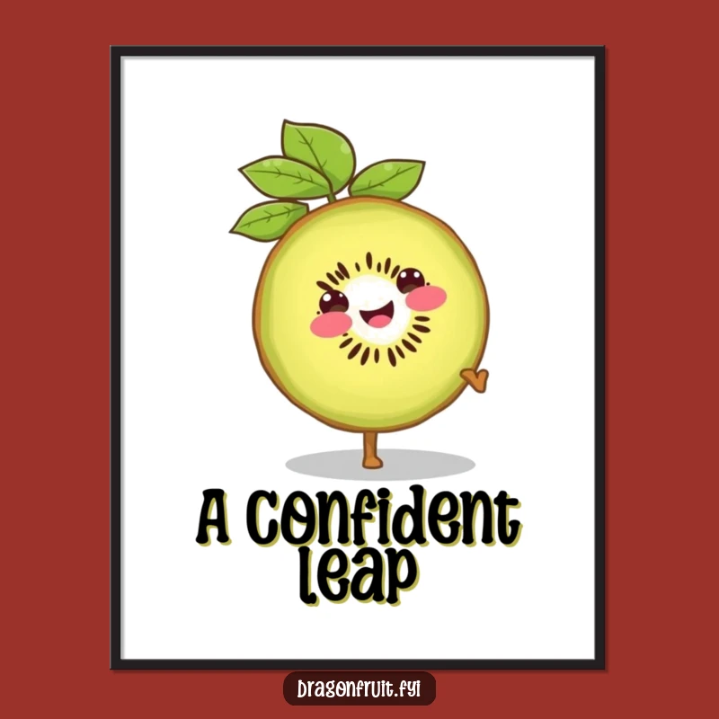 Funny Smiling Kiwi Slice Digital Art: Cartwheel & Hilarious Printable Decor