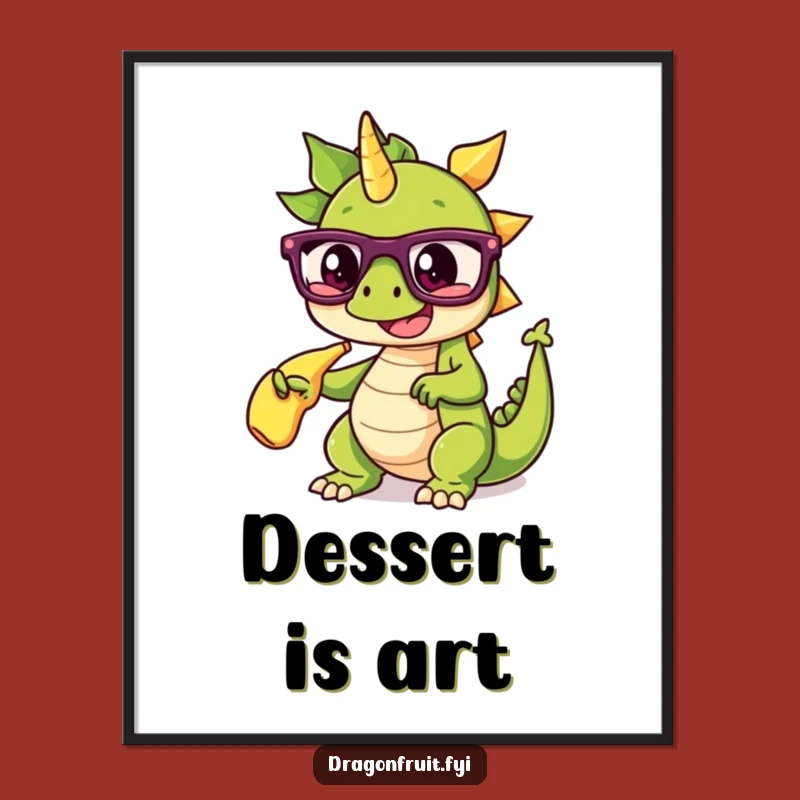 Funny Dragonfruit Glasses Digital Art: Dramatic Fruit Wall Decor