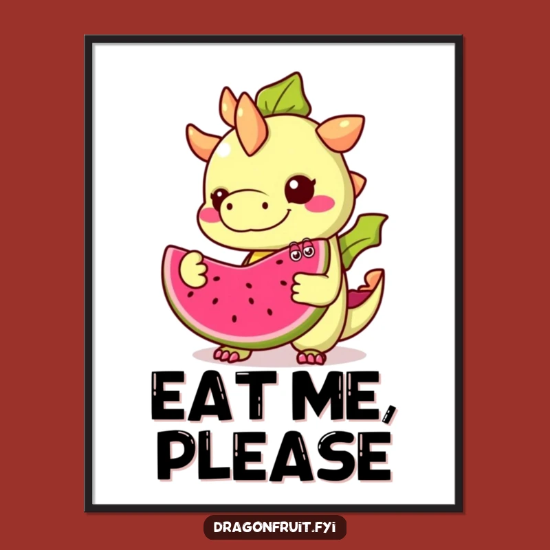 Funny Dragonfruit Digital Art: Googly Eyed Fruit Print, Instant Tropical Decor