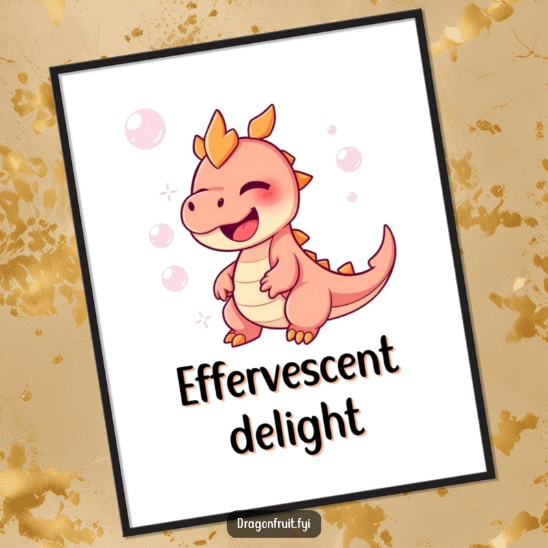 Funny Dragonfruit Digital Art Print of a character lost in giggles, surrounded by floating bubbles, ready to add joy.