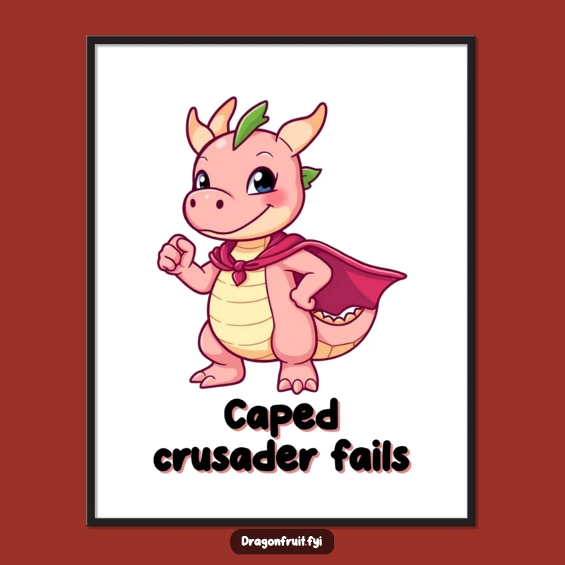 Funny Dragonfruit Hero Digital Art: Hilarious Awkward Pose Instant Download