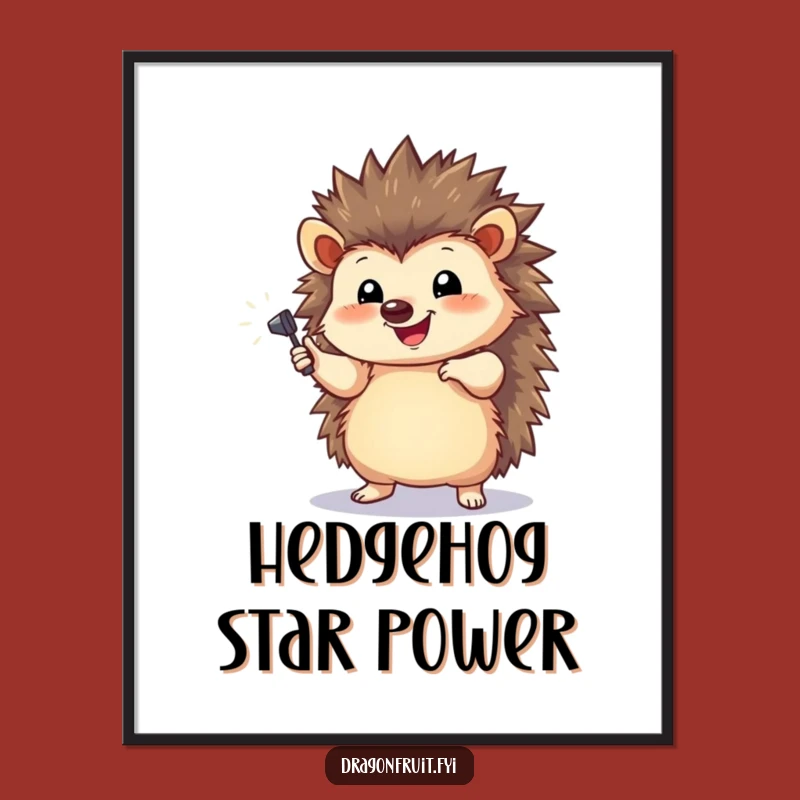 Funny Hedgehog Spotlight Digital Art - Printable Dramatic Pose for Humorous Wall Decor