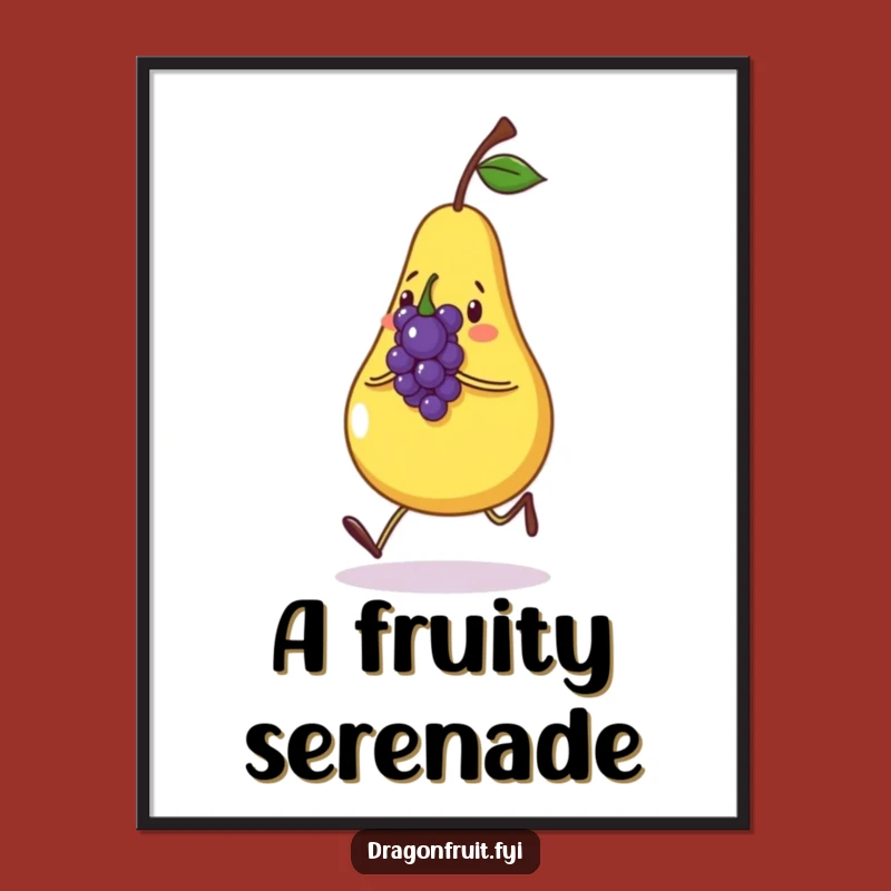 Funny Pear & Grape Digital Art: Cheerful Characters Printable Fruit Decor