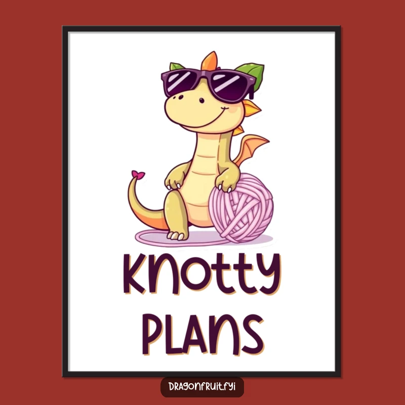 Funny Dragonfruit Yarn Ball Digital Print: Mischievous Art, Instant Funny Gift