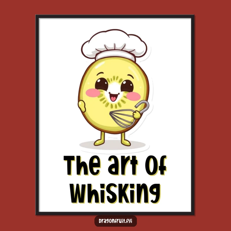 Funny Kiwi Chef Digital Print: Smiling Slice's Baking Art Gift