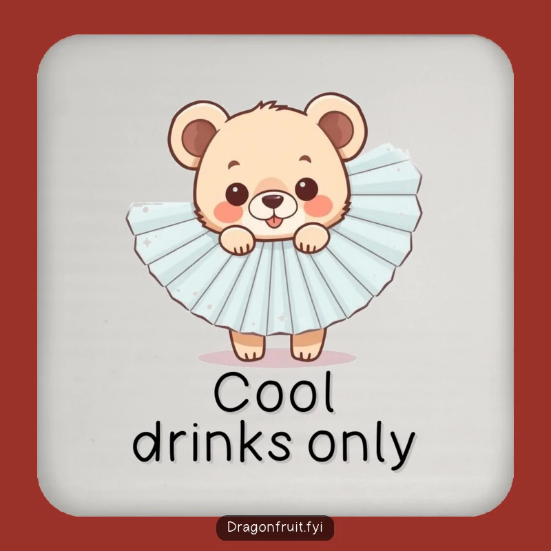 Funny Bear Cub Fan Drink Coaster - Protect Surfaces with a Cheerful Cub