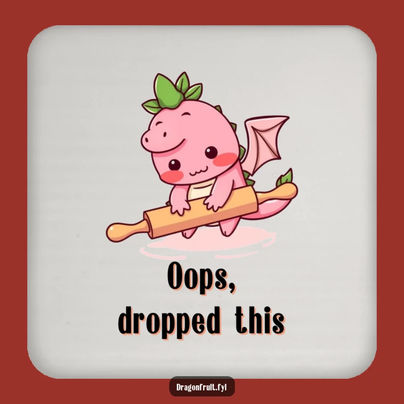 Funny Blushing Dragonfruit Coaster: Humorous Kitchen Decor Drink Protection Gift