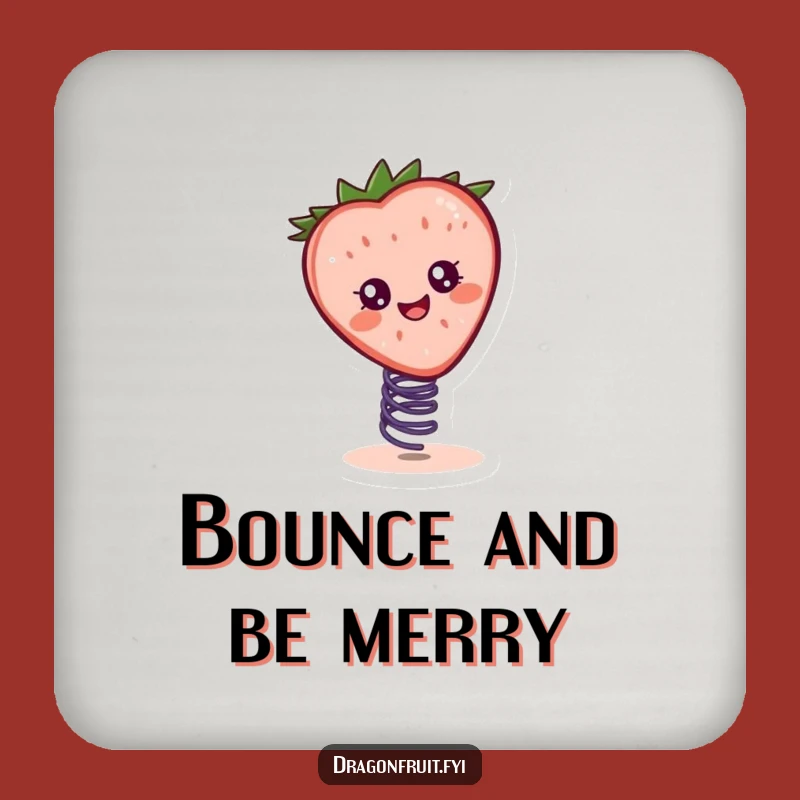 Funny Cheerful Strawberry Slice Drink Coaster: Bouncy & Hilarious Surface Protector