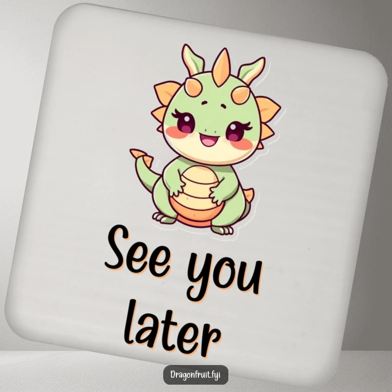 Funny Dragonfruit Pride Coaster: A smiling dragonfruit with seeds for eyes beams with pride, serving as a humorous drink protector.