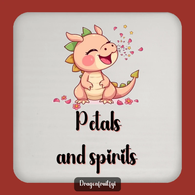 Funny Petal Shower Dragonfruit Coaster: Protect Surfaces with Floral Fun!