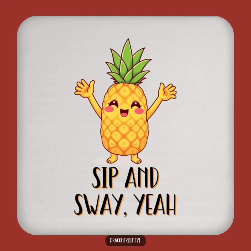 Funny Pineapple Dance Coaster: Cheerful Character's Tropical Surface Gift