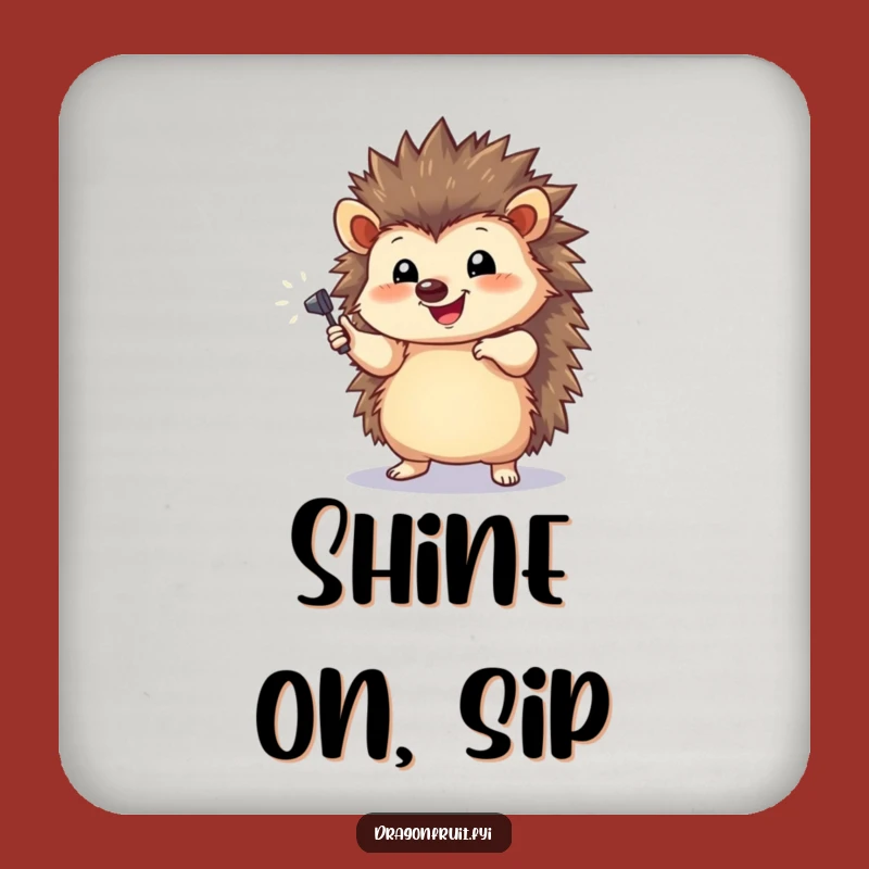 Funny Hedgehog Spotlight Drink Coaster - Protect Surfaces with a Dramatic Hedgehog