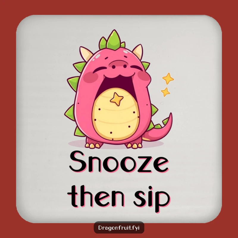 Funny Yawning Dragonfruit Coaster - Protect Surfaces with Sleepy Style Gift!