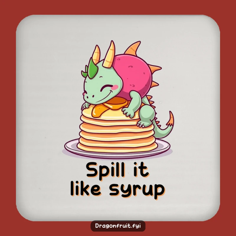 Funny Pancake Spill Dragonfruit Coaster: Protect Surfaces with Breakfast Fun!