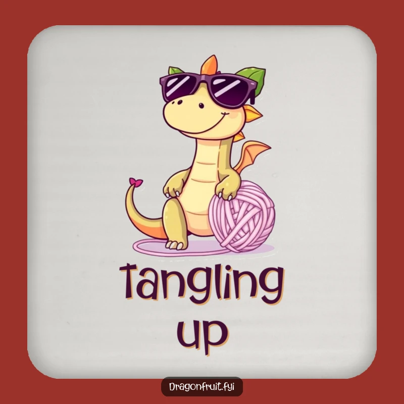 Funny Dragonfruit Yarn Ball Coaster: Protect Surfaces with Mischief, Small Funny Gift