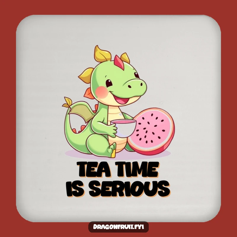 Funny Happy Dragonfruit Tea Party Coaster - Cute and Hilarious Drink Accessory
