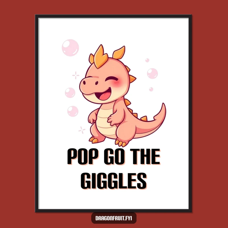 Funny Dragonfruit Giggles Poster: Joyful Bubble Character Art Print