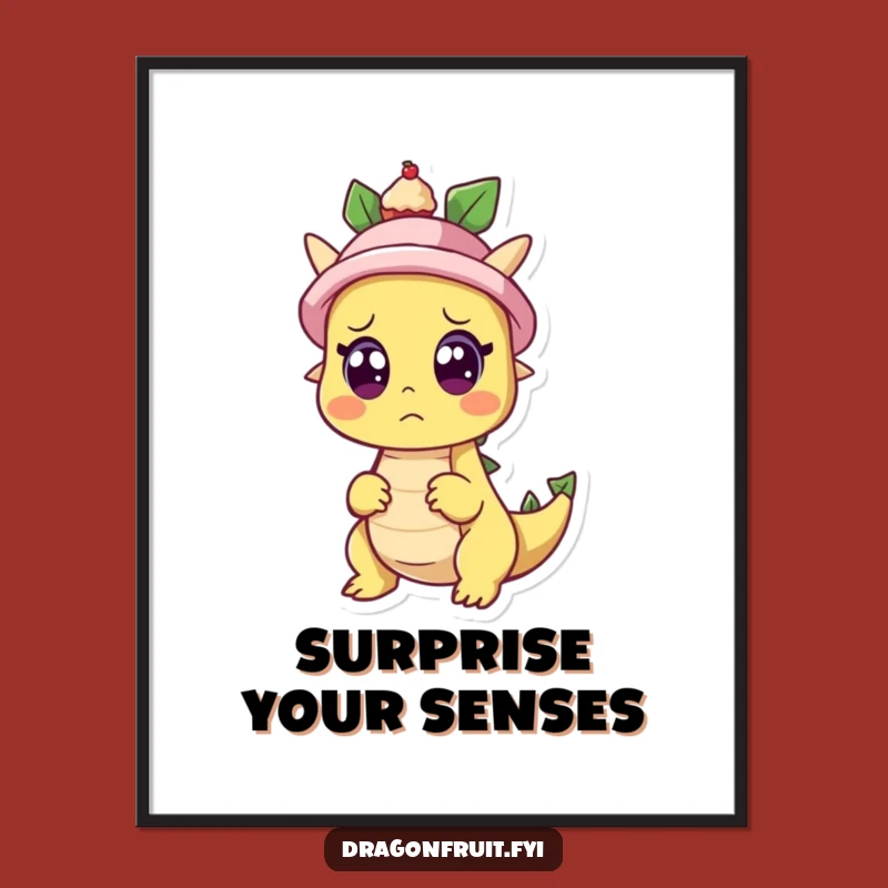 Funny Dragonfruit Surprise Poster: Art of Shocked Fruit's Magical Reveal, A Whimsical Funny Gift for Any Room