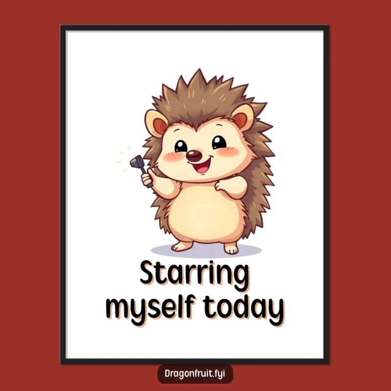 Funny Hedgehog Spotlight Poster - Dramatic Hedgehog Art for a Humorous Statement Piece