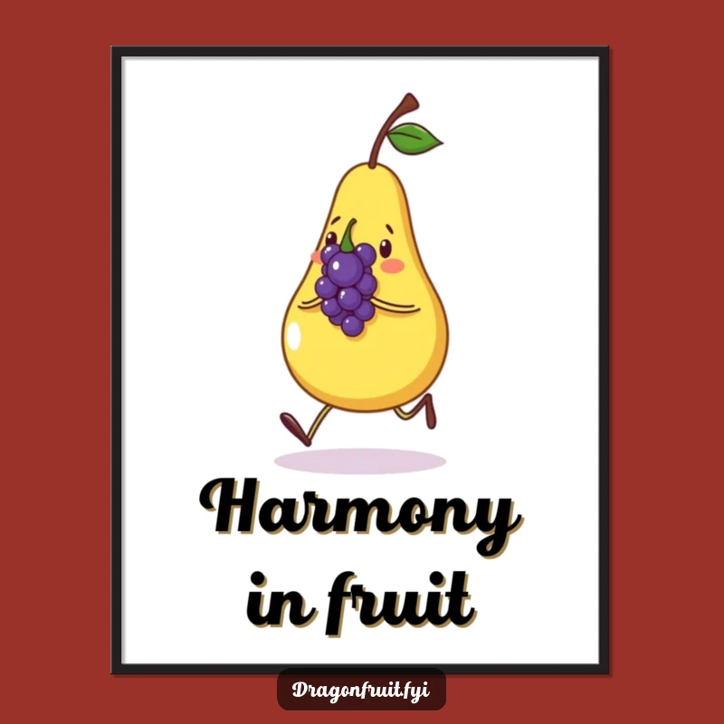 Funny Pear & Grape Poster: Cheerful Characters Printable Fruit Art Decor