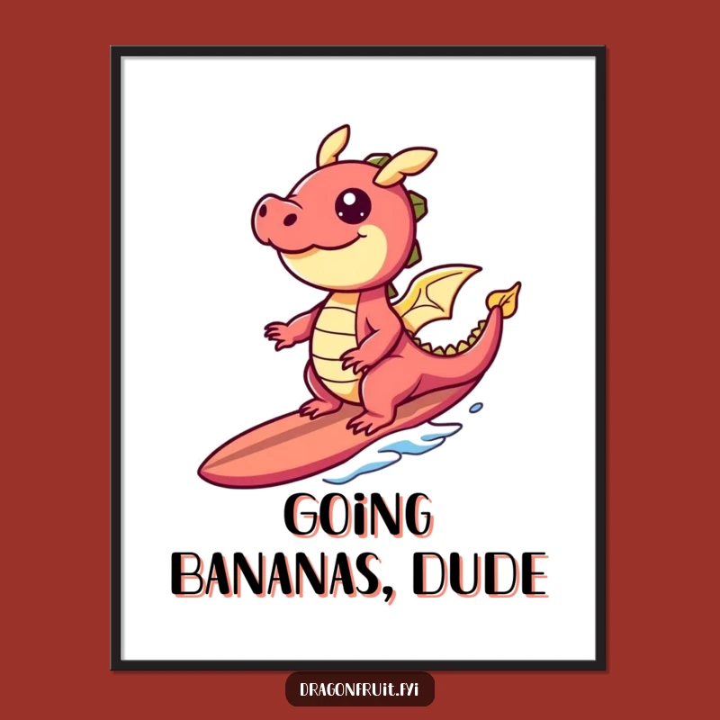 Funny Giggling Dragonfruit Poster: Tropical Surf Art Decor Gift
