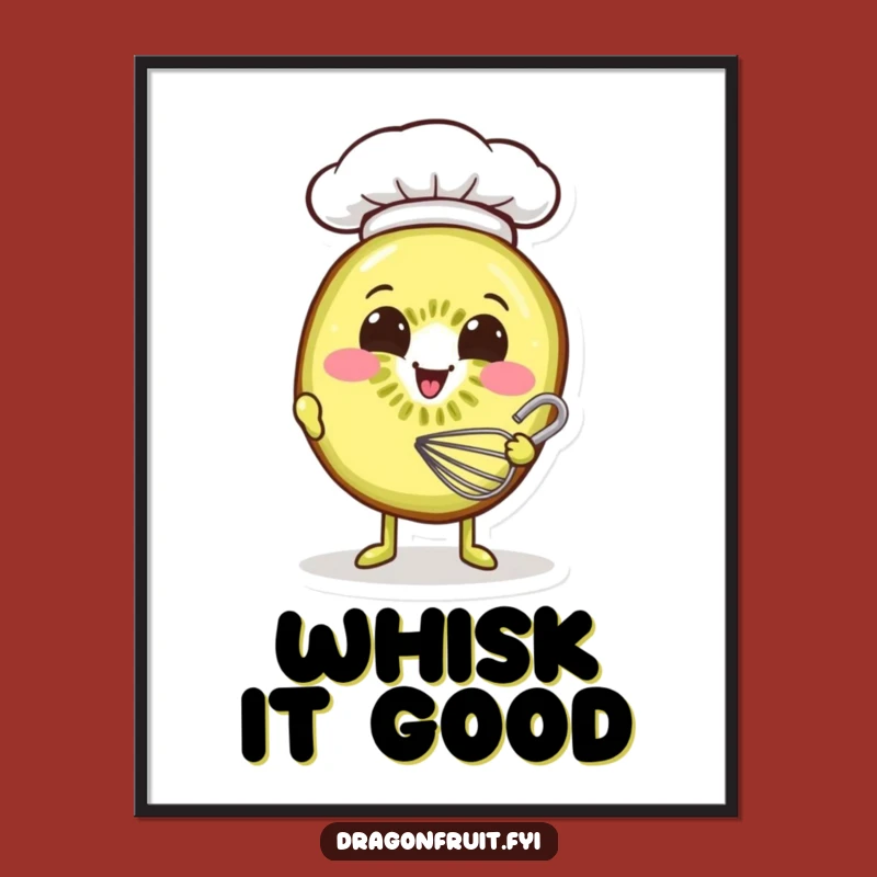 Funny Kiwi Chef Poster: Smiling Slice's Baking Art Gift