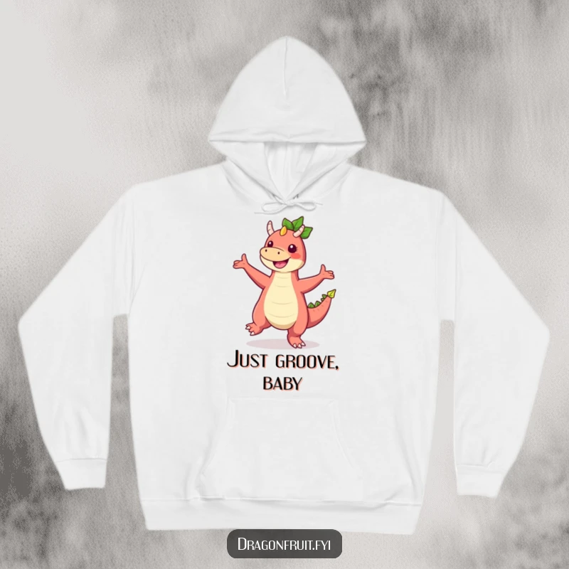 Funny Dragonfruit Hoodie showcasing a vibrant character in a chaotic yet joyful dance pose, perfect for spreading laughter.