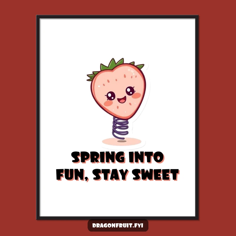 Free Printable Wall Art: Bouncing Strawberry Character