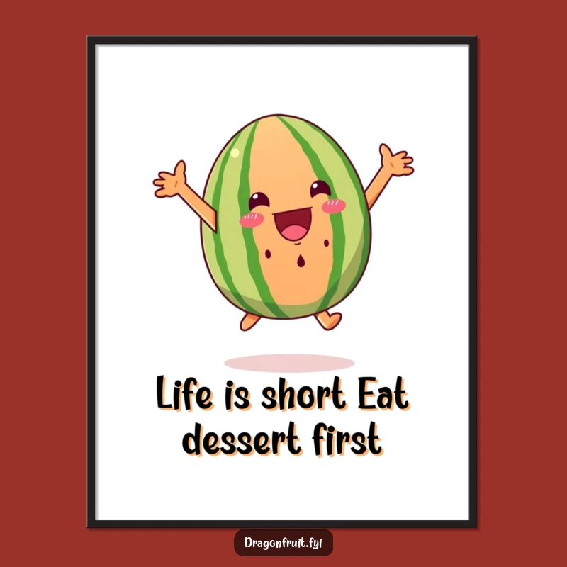 Free Printable Wall Art: Excited Watermelon Wedge Jumping Art Downloadable Decor