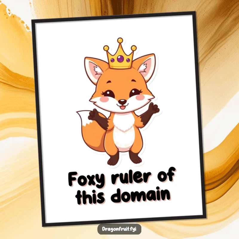 Funny Free Printable Wall Art of a fox wearing a tiny crown, striking a dramatic pose, perfect for adding a regal, humorous touch to any room.