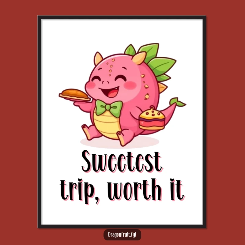 Funny Free Printable Wall Art: Tripping Dragonfruit Decor, DIY Downloadable Art