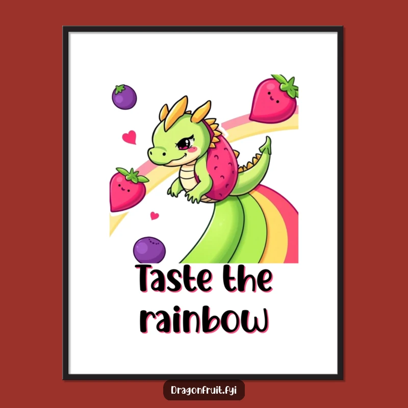 Funny Free Printable Wall Art: Dragonfruit Rainbow Slide, Whimsical Downloadable Decor!