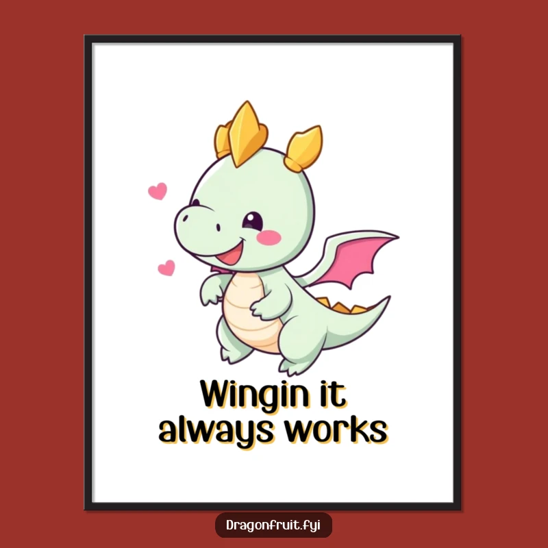 Funny Free Printable Wall Art: Dragonfruit's Tiny Wings Take Flight