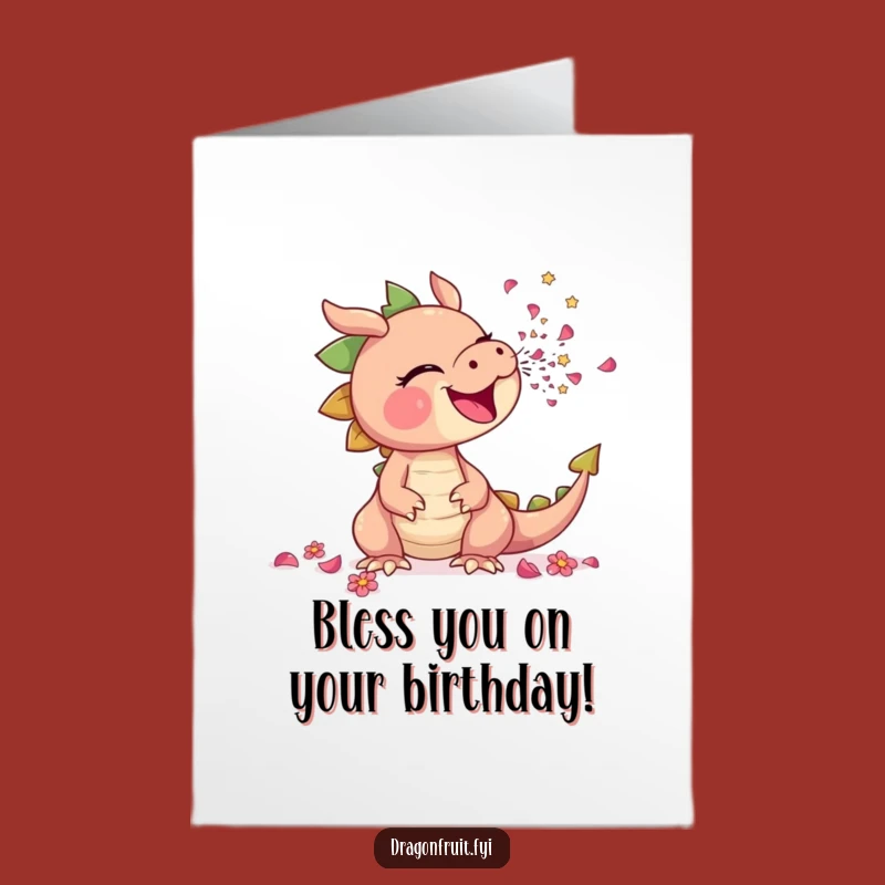 Free Printable Birthday Card: Sneezing Dragonfruit - Funny Flower Power Gift!