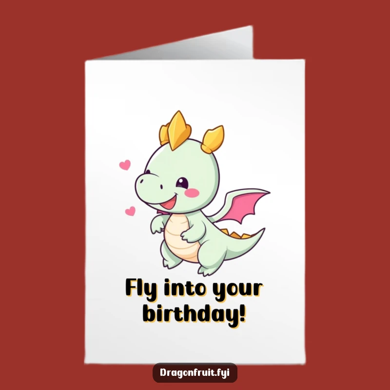 Free Printable Birthday Card: Dragonfruit Flying with Tiny Wings, Pure Joy!