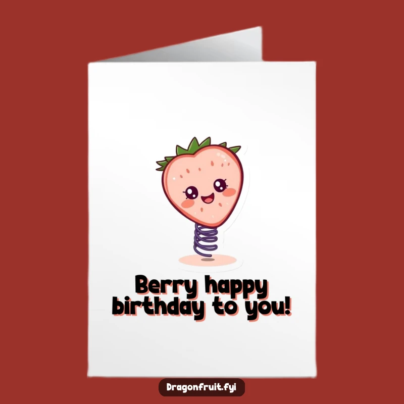 Free Printable Birthday Card: Bouncing Strawberry Character