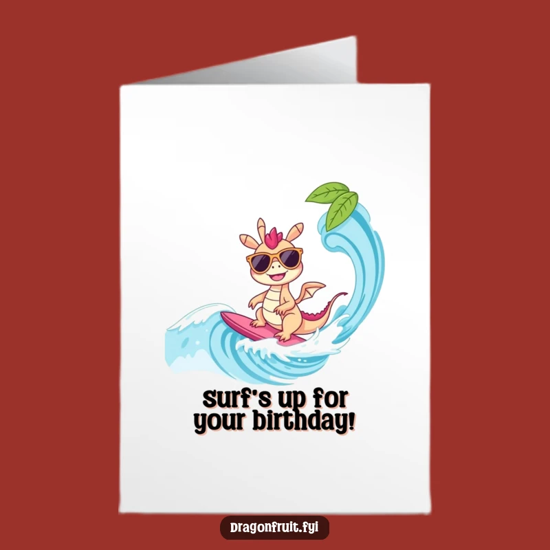 Free Printable Birthday Card: Surfing Dragonfruit, Cool DIY Downloadable Gift