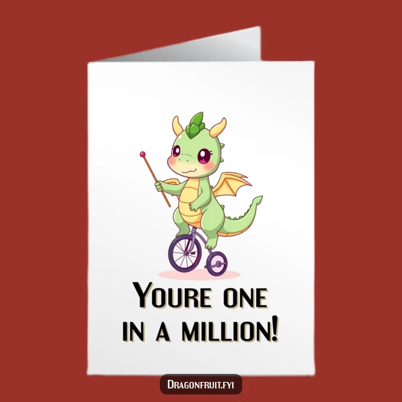 Free Printable Dragonfruit Unicycle Birthday Card: Fun Balance Act Downloadable Gift