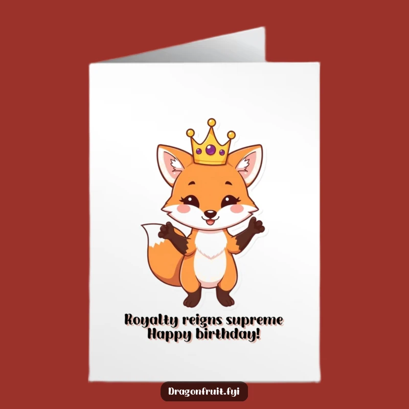Free Printable Funny Birthday Card: Regal Fox Pose, DIY Downloadable Gift for Laughs