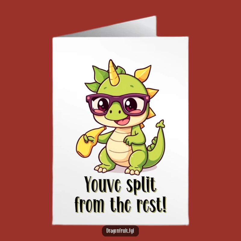 Free Printable Dragonfruit Congrats Card: Funny Glasses & Banana Split Digital Download