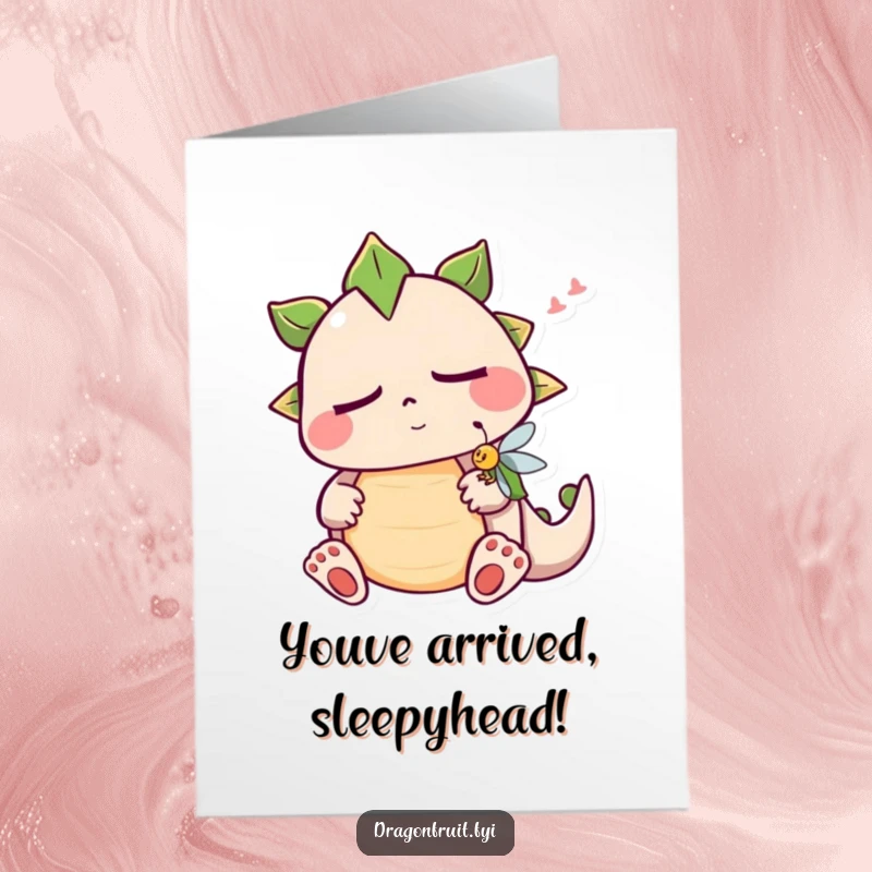 Funny Free Printable Congratulations Card: Sleepy dragonfruit snoring happily, celebrating success with a peaceful slumber.