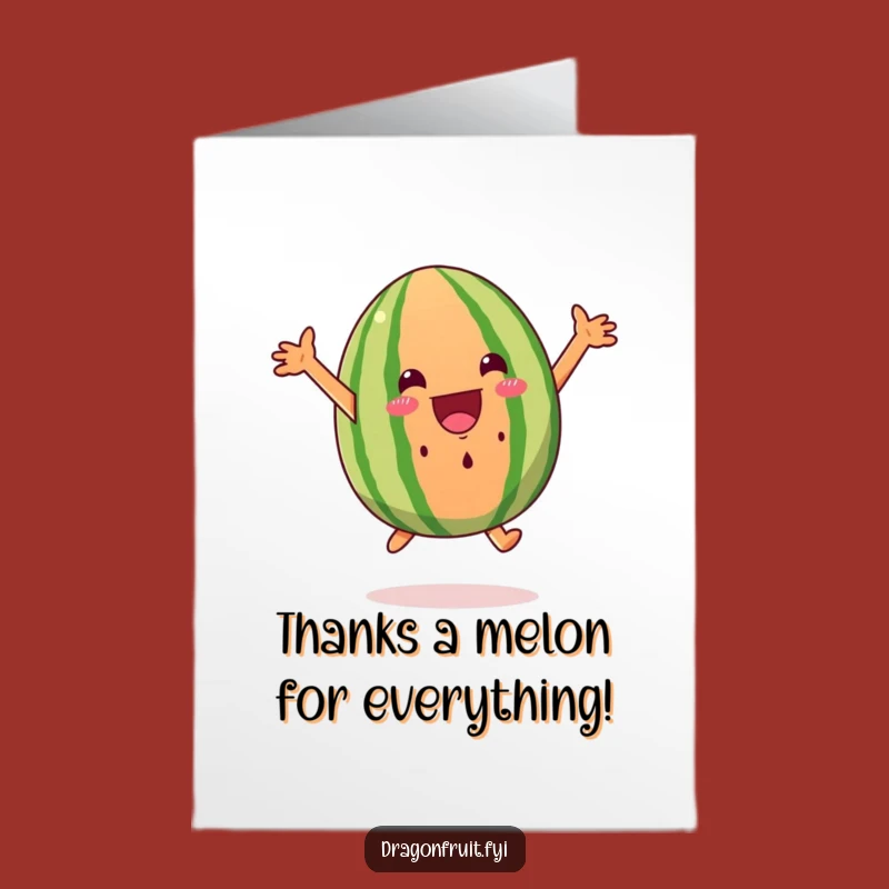 Free Printable Thank You Card: Excited Watermelon Wedge Expressing Gratitude Downloadable
